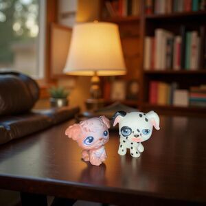 Hasbro LPS Poodle #38 & Dalmation #44 Puppy Dog Figures Magnet Feet B15